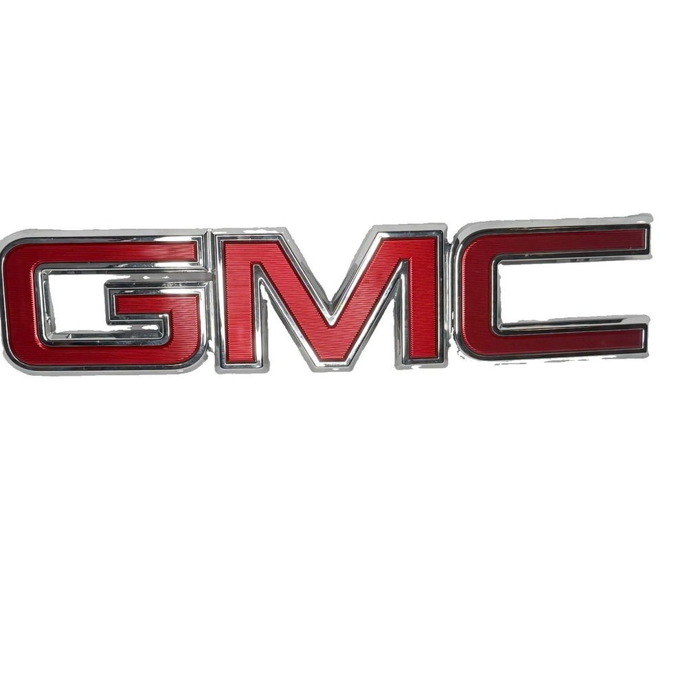 OEM GMC Front Grille Emblem Red Chrome Badge Bezel 23122159 Sierra Genuine GMC